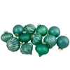New Set of 12 Green Finial and Glass Ball Christmas Ornaments Glass|Ball Ornaments