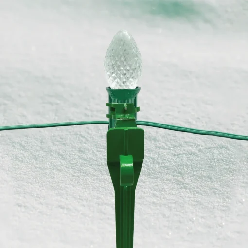 New Set of 100 Green 2-in-1 Christmas Decorations Tie Down and Light Stakes- 7.5" Lawn Stakes