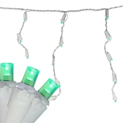 Online Set of 70 Green LED Wide Angle Icicle Christmas Lights - 6ft White Wire Icicles