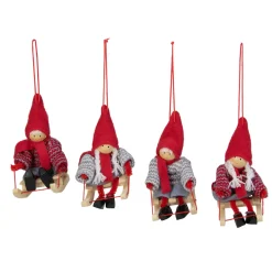 Clearance Set of 4 Holiday Kids on Sleds Christmas Ornaments 4" Family & Friends