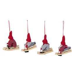 Clearance Set of 4 Holiday Kids on Sleds Christmas Ornaments 4" Family & Friends