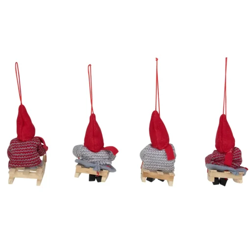 Clearance Set of 4 Holiday Kids on Sleds Christmas Ornaments 4" Family & Friends