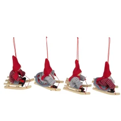 Clearance Set of 4 Holiday Kids on Sleds Christmas Ornaments 4