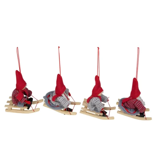 Clearance Set of 4 Holiday Kids on Sleds Christmas Ornaments 4" Family & Friends
