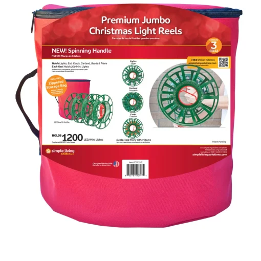 Best Set of 3 Jumbo Christmas Light Reels with Storage Bag 12.5" Accessories