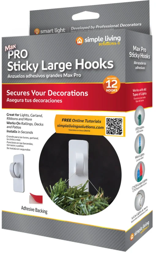 Set of 12 Large Sticky Clip Hooks 2" Accessories