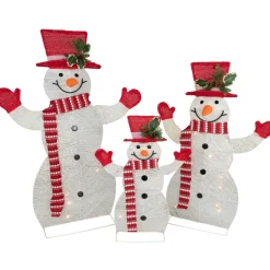 Set of 3 LED Lighted Family of Snowmen Outdoor Christmas Decoration Snowmen