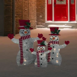 Set of 3 LED Lighted Family of Snowmen Outdoor Christmas Decoration Snowmen