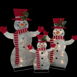 Set of 3 LED Lighted Family of Snowmen Outdoor Christmas Decoration Snowmen