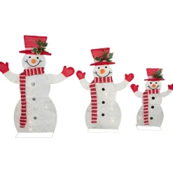 Set of 3 LED Lighted Family of Snowmen Outdoor Christmas Decoration Snowmen