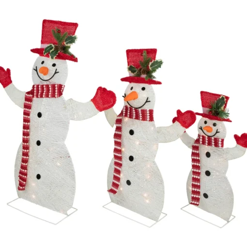 Set of 3 LED Lighted Family of Snowmen Outdoor Christmas Decoration Snowmen