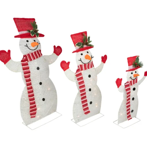 Set of 3 LED Lighted Family of Snowmen Outdoor Christmas Decoration Snowmen