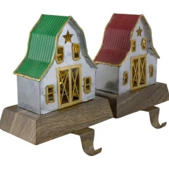 Best Set of 2 LED Lighted Galvanized Barn Christmas Stocking Holders 5.5