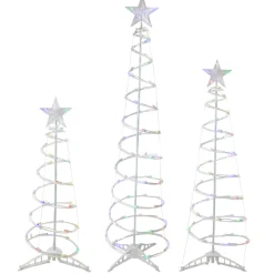Clearance Set of 3 LED Lighted Multi-Color Outdoor Spiral Christmas Cone Trees 3', 4', and 6' Trees