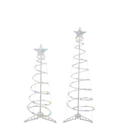 Set of 2 LED Lighted Multi-Color Outdoor Spiral Christmas Cone Trees 3', 4' Trees