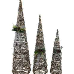 Clearance Set of 3 LED Lighted Pine and Berries Cone Christmas Tree Decorations 39.25
