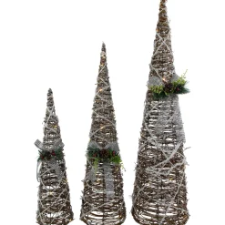 Clearance Set of 3 LED Lighted Pine and Berries Cone Christmas Tree Decorations 39.25