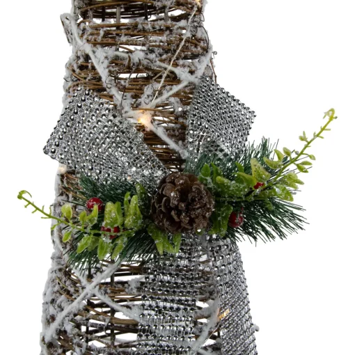 Clearance Set of 3 LED Lighted Pine and Berries Cone Christmas Tree Decorations 39.25" Novelty
