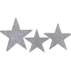 Clearance Set of 3 LED Lighted Silver Stars Outdoor Christmas Decorations 24" Stars