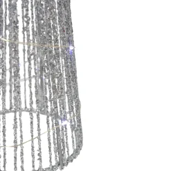 Online Set of 3 LED Lighted Silver Glitter Cone Tree Outdoor Christmas Decorations 23.5