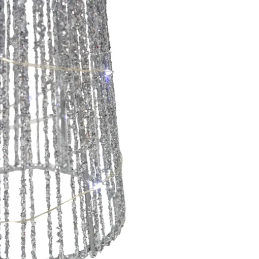 Online Set of 3 LED Lighted Silver Glitter Cone Tree Outdoor Christmas Decorations 23.5" Trees