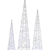 Online Set of 3 LED Lighted Twinkling Cone Trees Christmas Yard Decoration - Cool White Lights Trees