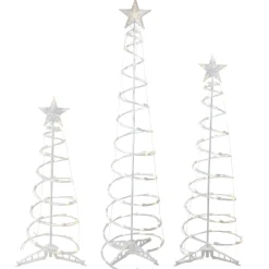 Set of 3 LED Lighted Warm White Outdoor Spiral Christmas Cone Trees 3', 4', and 6' Trees