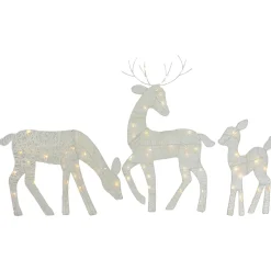 Best Set of 3 LED Lighted White Reindeer Family Outdoor Christmas Decorations 29" Animals