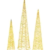 Outlet Set of 3 LED Twinkle Lighted Gold Mesh Cone Trees Outdoor Christmas Decorations 39.5" Trees