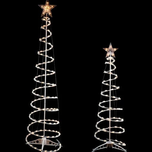 Sale Set of 2 Lighted Clear Outdoor Spiral Christmas Cone Trees 4', 6' Spiral