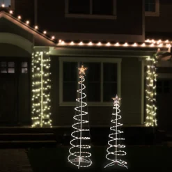 Sale Set of 2 Lighted Clear Outdoor Spiral Christmas Cone Trees 4', 6' Spiral