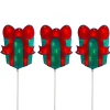 Outlet Set of 3 Lighted Holographic Christmas Gift Box Pathway Markers 4.75' Lawn Stakes