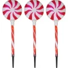 Outlet Set of 3 Lighted LED Peppermint Candy Christmas Pathway Markers 26" Lawn Stakes
