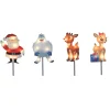 Hot Set of 4 Lighted Rudolph and Friends Christmas Pathway Markers - Clear Lights Lawn Stakes