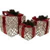 Hot Set of 3 Lighted White Rope Gift Box Christmas Decorations 9.75" Gifts & Bows