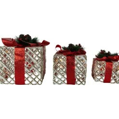 Hot Set of 3 Lighted White Rope Gift Box Christmas Decorations 9.75