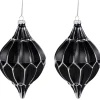 Online Set of 2 Matte Black and Silver Finial Christmas Glass Ornaments 5" Finials|Pendants