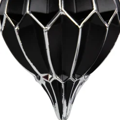 Online Set of 2 Matte Black and Silver Finial Christmas Glass Ornaments 5