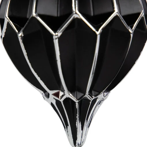 Online Set of 2 Matte Black and Silver Finial Christmas Glass Ornaments 5" Finials|Pendants
