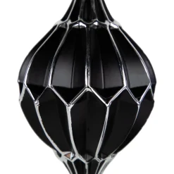 Online Set of 2 Matte Black and Silver Finial Christmas Glass Ornaments 5