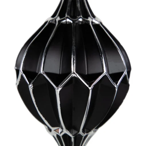 Online Set of 2 Matte Black and Silver Finial Christmas Glass Ornaments 5" Finials|Pendants