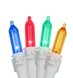Sale Set of 100 Multi-Color LED Mini Christmas Lights 4" Spacing - White Wire Led