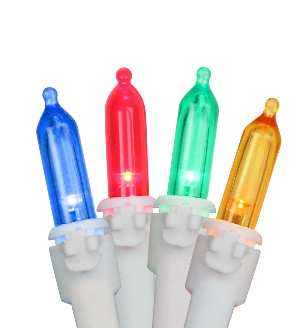 Sale Set of 100 Multi-Color LED Mini Christmas Lights 4" Spacing - White Wire Led