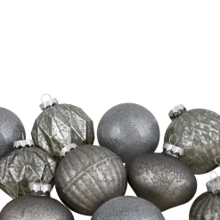 Hot Set of 12 Neutral Tone Finial and Glass Ball Christmas Ornaments Glass|Ball Ornaments