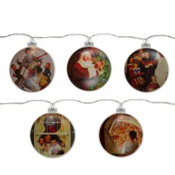 Outlet Set of 5 Norman Rockwell Glass Christmas Disc Lights Battery Operated