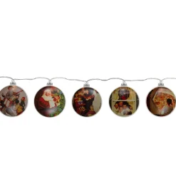 Outlet Set of 5 Norman Rockwell Glass Christmas Disc Lights Battery Operated