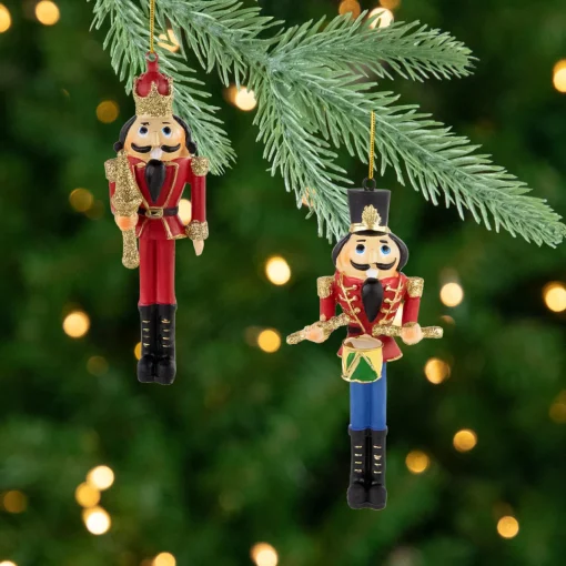 Online Set of 2 Nutcracker King and Soldier Christmas Ornaments 5.75" Nutcrackers