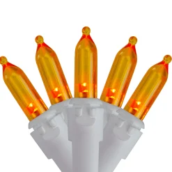 Best Set of 50 Orange LED Mini Christmas Lights 4" Spacing - White Wire Led