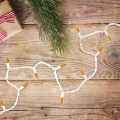 Best Set of 50 Orange LED Mini Christmas Lights 4" Spacing - White Wire Led