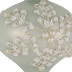 New Set of 2 Pastel Green with Icy Snowflakes Christmas Glass Onion Ornaments 4